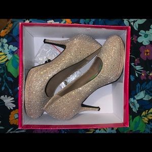 Gold sparkly heels